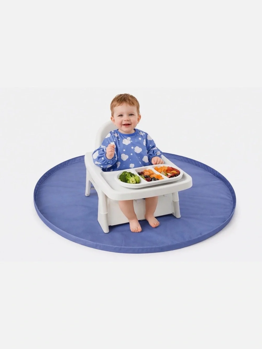 Waterproof Blue Baby Bib Smock with Sleeves - Free Size (6 Months - 3 Years)